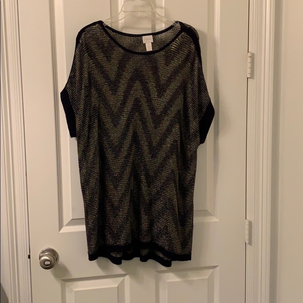 Pretty black and gold chevron print sweater tunic